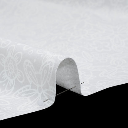 Printed Quilting Cotton by Patrick Lose for Northcott - White on White Groovy Garden Floral - Basically Black & White Collection