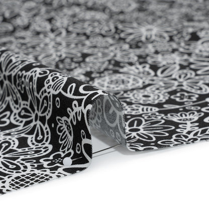 Printed Quilting Cotton by Patrick Lose for Northcott - Negative Groovy Garden Floral - Basically Black & White Collection