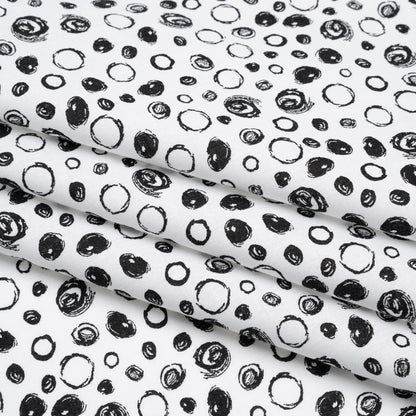 Printed Quilting Cotton by Patrick Lose for Northcott - Black on White Scribble Spots - Basically Black & White Collection
