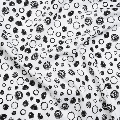 Printed Quilting Cotton by Patrick Lose for Northcott - Black on White Scribble Spots - Basically Black & White Collection