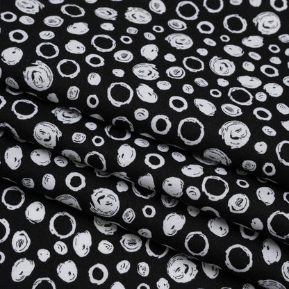 Printed Quilting Cotton by Patrick Lose for Northcott - White on Black Scribble Spots - Basically Black & White Collection