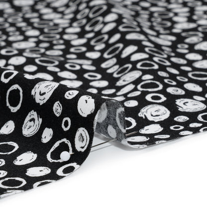 Printed Quilting Cotton by Patrick Lose for Northcott - White on Black Scribble Spots - Basically Black & White Collection