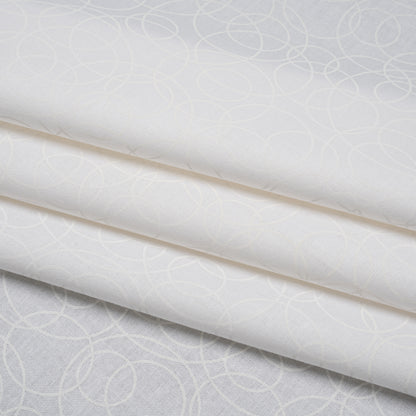 Printed Quilting Cotton by Patrick Lose for Northcott - White on White Tangled Circles - Basically Black & White Collection Folded