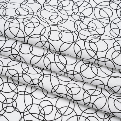 Printed Quilting Cotton by Patrick Lose for Northcott - Black on White Tangled Circles - Basically Black & White Collection