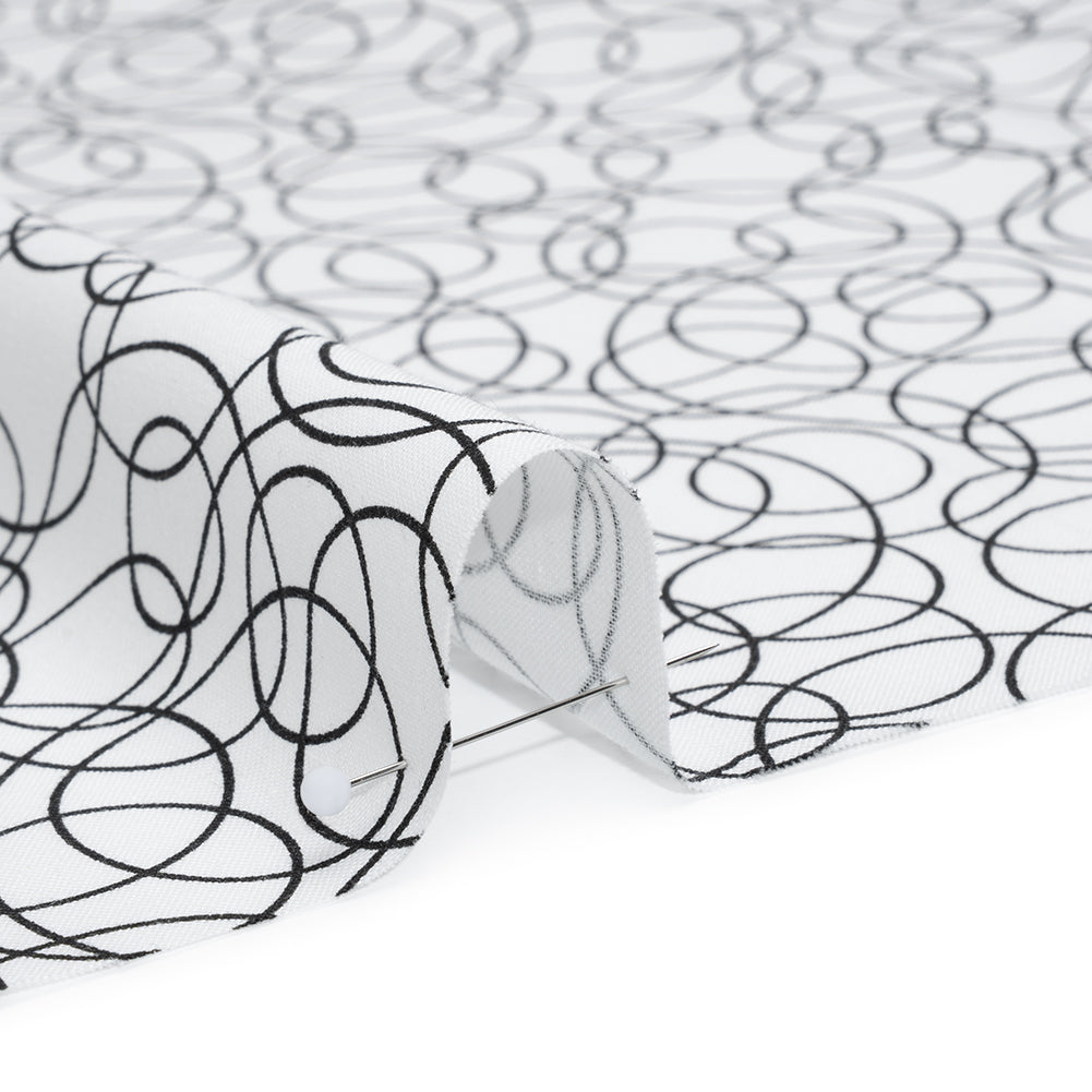 Printed Quilting Cotton by Patrick Lose for Northcott - Black on White Tangled Circles - Basically Black & White Collection - Detail