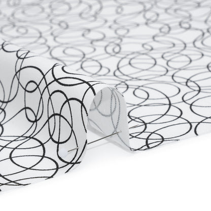 Printed Quilting Cotton by Patrick Lose for Northcott - Black on White Tangled Circles - Basically Black & White Collection