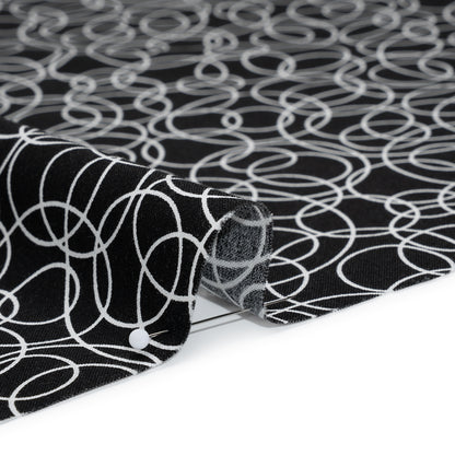 Printed Quilting Cotton by Patrick Lose for Northcott - White on Black Tangled Circles - Basically Black & White Collection