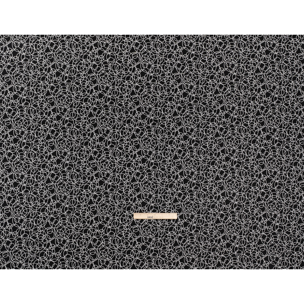 Printed Quilting Cotton by Patrick Lose for Northcott - White on Black Tangled Circles - Basically Black & White Collection - Full