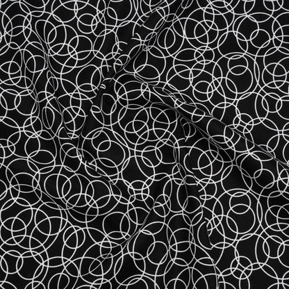 Printed Quilting Cotton by Patrick Lose for Northcott - White on Black Tangled Circles - Basically Black & White Collection