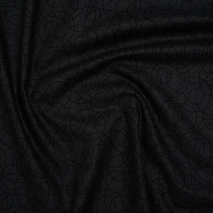 Printed Quilting Cotton by Patrick Lose for Northcott - Black on Black Tangled Circles - Basically Black & White Collection