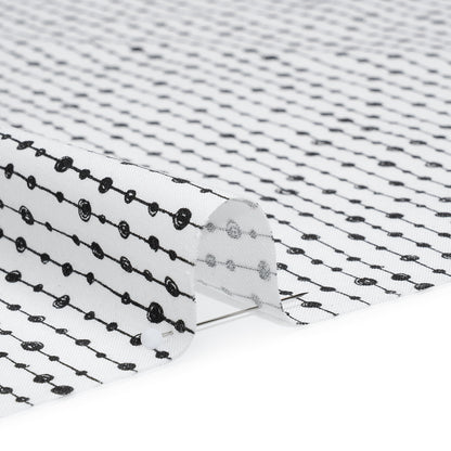 Printed Quilting Cotton by Patrick Lose for Northcott - Black on White Doodle Beaded Stripe - Basically Black & White Collection