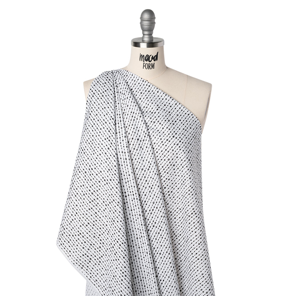 Printed Quilting Cotton by Patrick Lose for Northcott - Black on White Doodle Beaded Stripe - Basically Black & White Collection - Drape