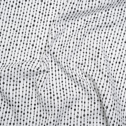 Printed Quilting Cotton by Patrick Lose for Northcott - Black on White Doodle Beaded Stripe - Basically Black & White Collection