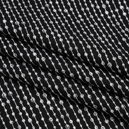 Printed Quilting Cotton by Patrick Lose for Northcott - White on Black Doodle Beaded Stripe - Basically Black & White Collection