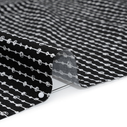 Printed Quilting Cotton by Patrick Lose for Northcott - White on Black Doodle Beaded Stripe - Basically Black & White Collection