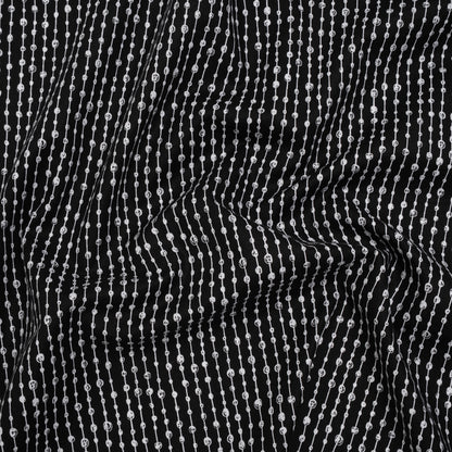 Printed Quilting Cotton by Patrick Lose for Northcott - White on Black Doodle Beaded Stripe - Basically Black & White Collection