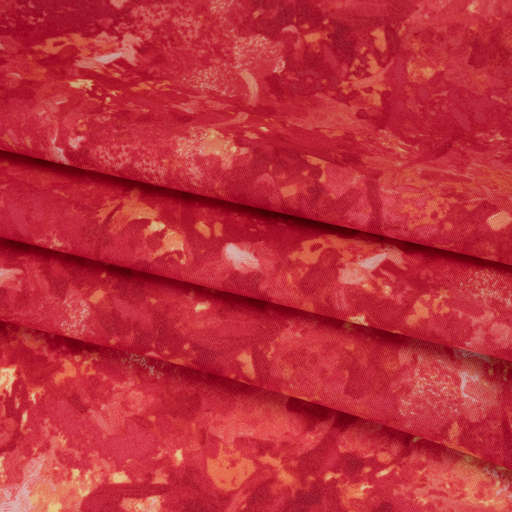 Printed Quilting Cotton by Deborah Edwards for Northcott Studio - Fire Coral Painterly Abstract - Chroma Collection Folded
