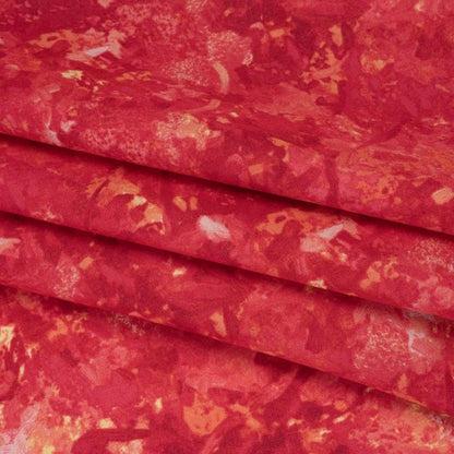 Printed Quilting Cotton by Deborah Edwards for Northcott Studio - Fire Coral Painterly Abstract - Chroma Collection Folded
