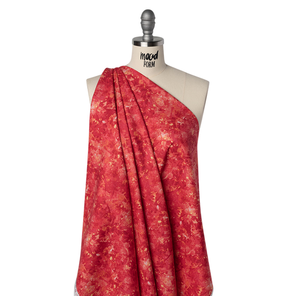 Printed Quilting Cotton by Deborah Edwards for Northcott Studio - Fire Coral Painterly Abstract - Chroma Collection Drape