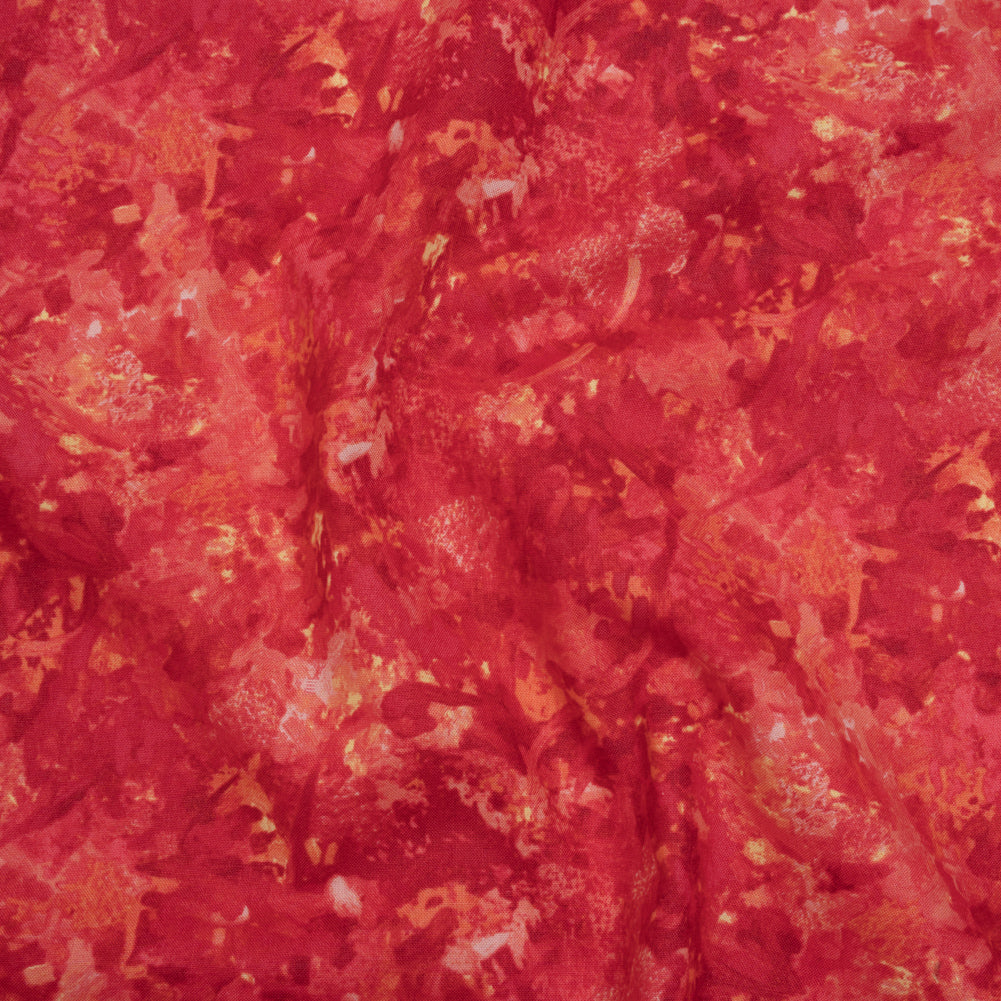 Printed Quilting Cotton by Deborah Edwards for Northcott Studio - Fire Coral Painterly Abstract - Chroma Collection