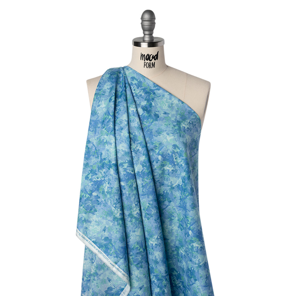 Printed Quilting Cotton by Deborah Edwards for Northcott Studio - Sea Breeze Painterly Abstract - Chroma Collection Drape