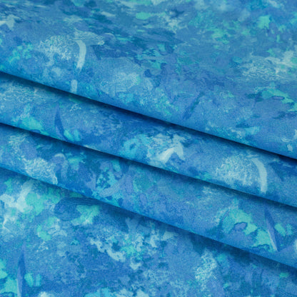 Printed Quilting Cotton by Deborah Edwards for Northcott Studio - Bahama Blue Painterly Abstract - Chroma Collection Folded