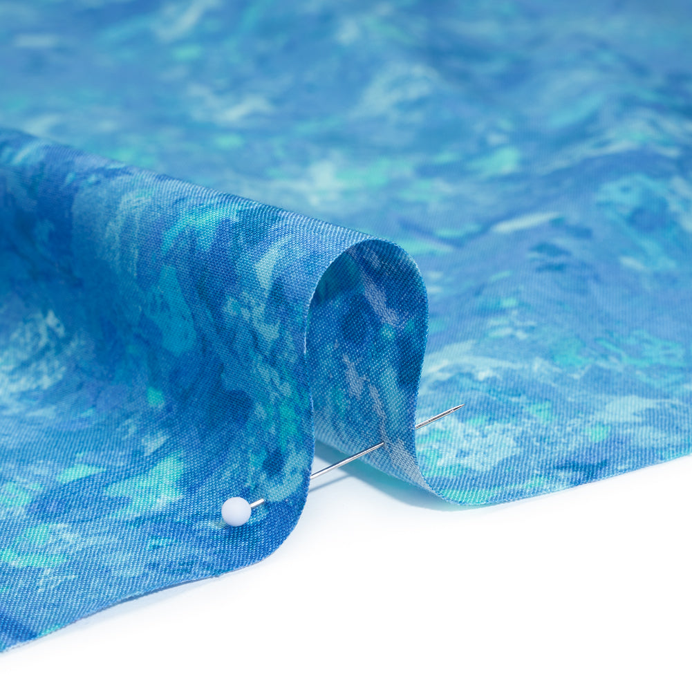 Printed Quilting Cotton by Deborah Edwards for Northcott Studio - Bahama Blue Painterly Abstract - Chroma Collection Detail