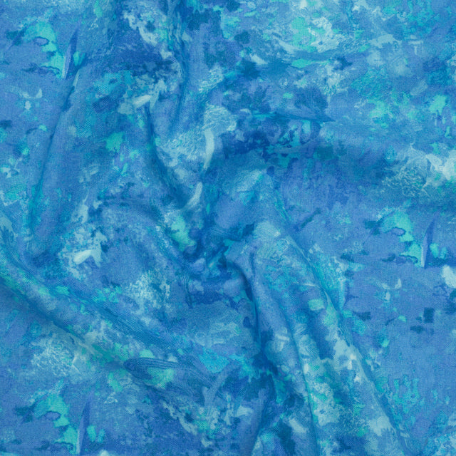 Printed Quilting Cotton by Deborah Edwards for Northcott Studio - Bahama Blue Painterly Abstract - Chroma Collection