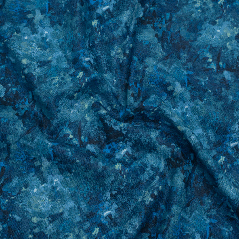 Printed Quilting Cotton by Deborah Edwards for Northcott Studio - Lapis Painterly Abstract - Chroma Collection