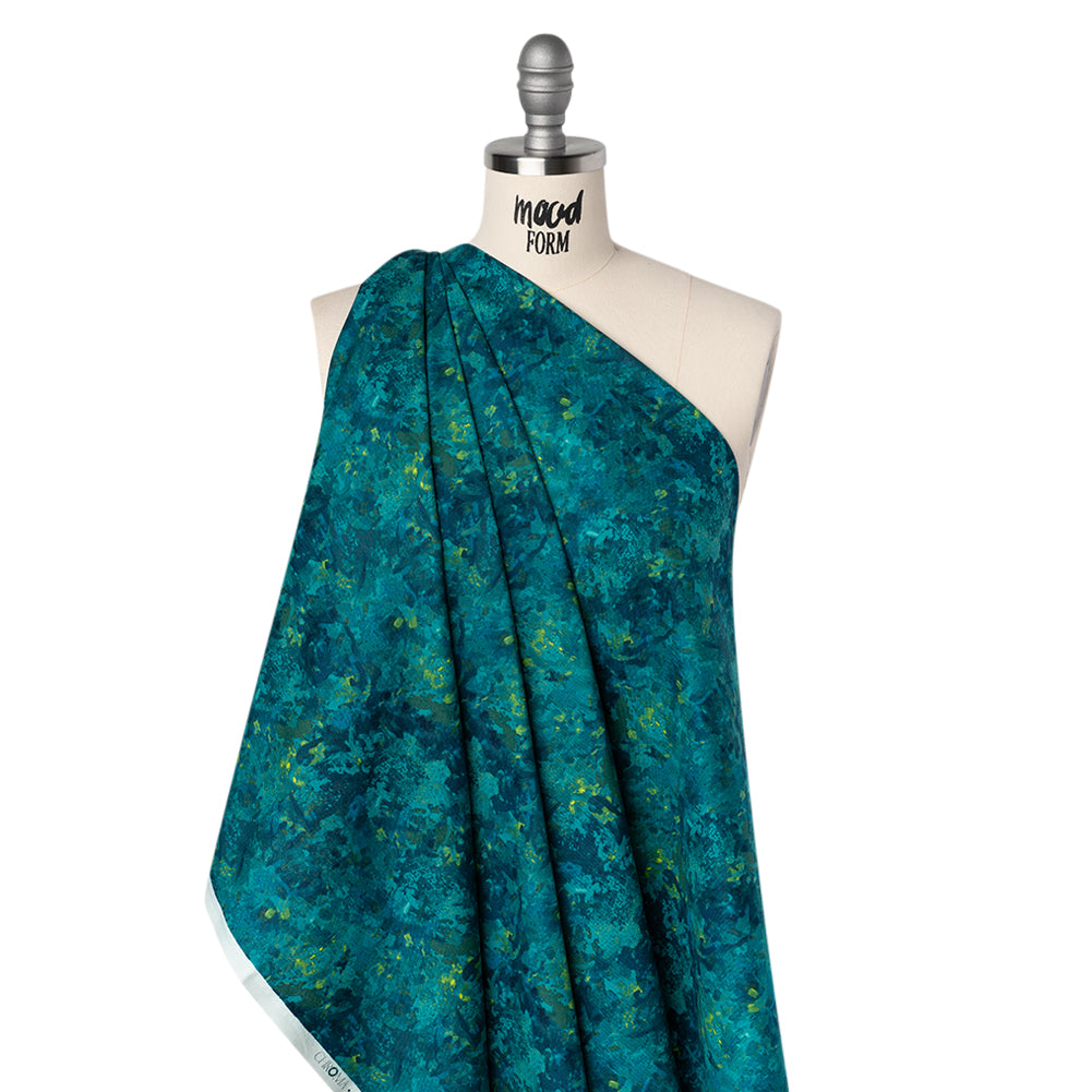 Printed Quilting Cotton by Deborah Edwards for Northcott Studio - Peacock Painterly Abstract - Chroma Collection Drape