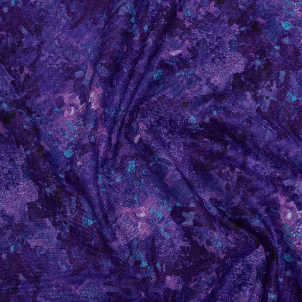 Printed Quilting Cotton by Deborah Edwards for Northcott Studio - Violet Painterly Abstract - Chroma Collection