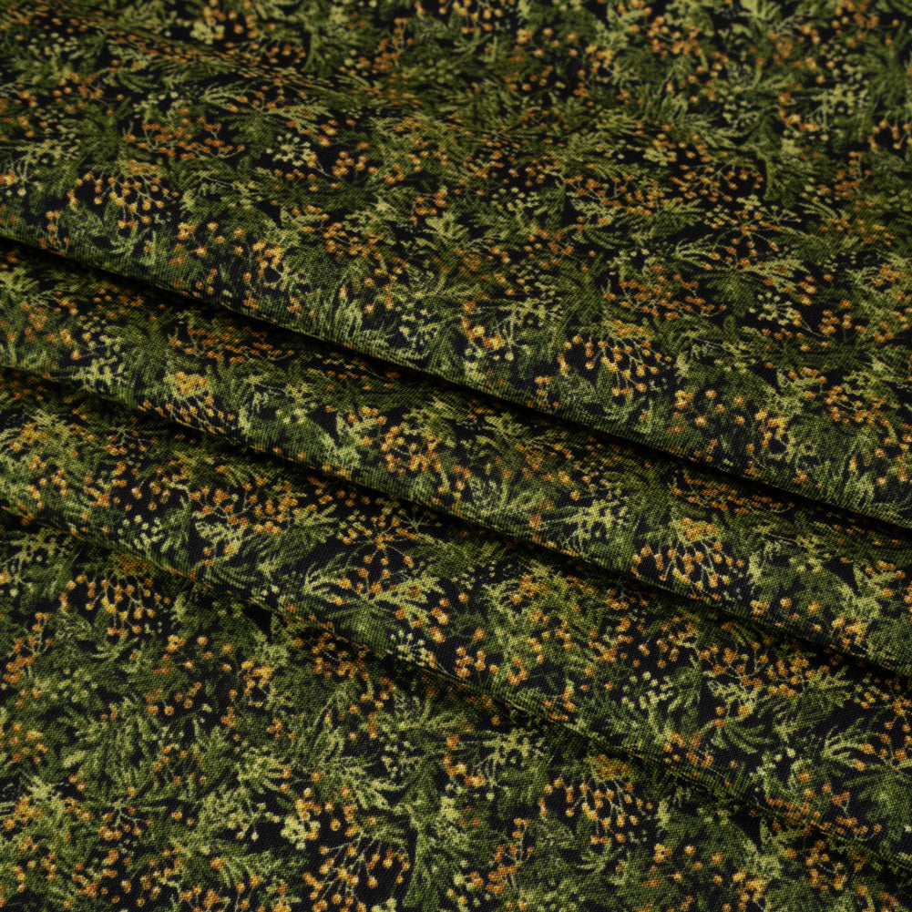 Printed Quilting Cotton by Northcott Studio - Olive Green Cedar - Naturescapes Collection - Folded