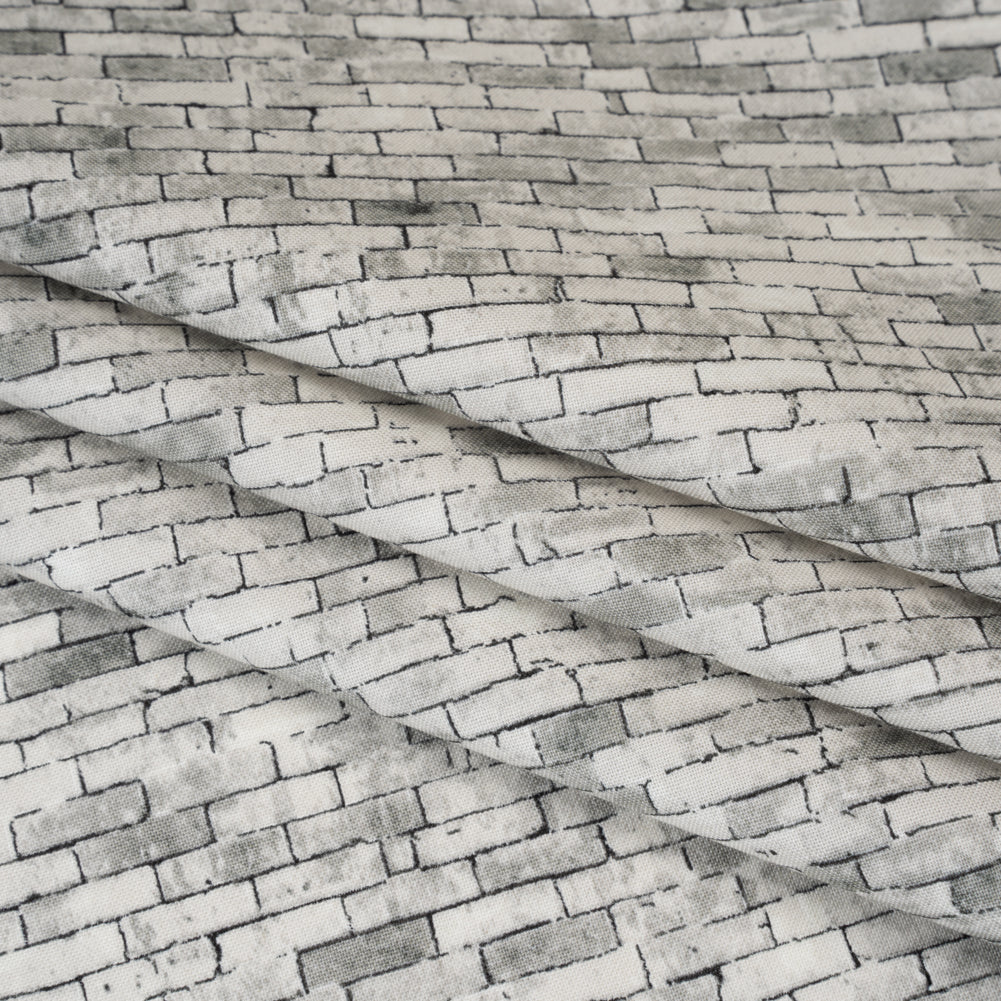 Printed Quilting Cotton by Northcott Studio - Mid Gray Brick - Naturescapes Collection - Folded