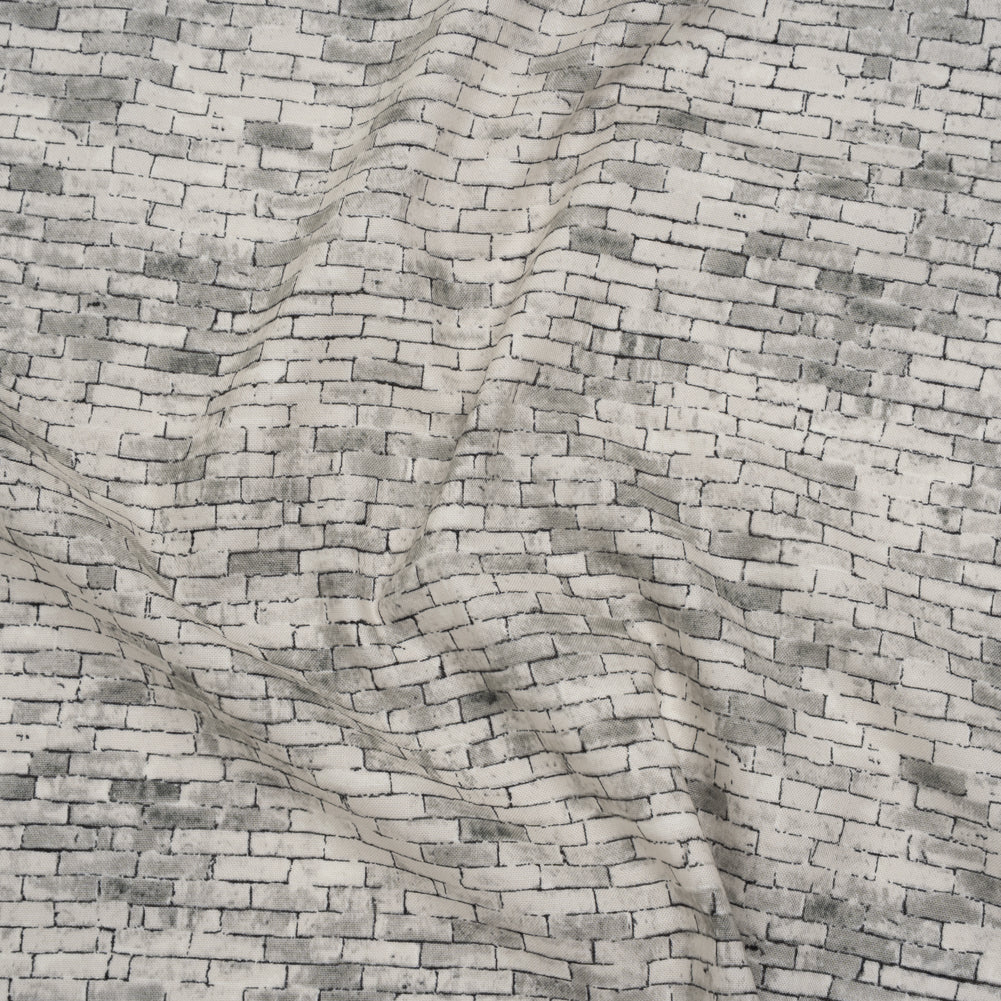 Printed Quilting Cotton by Northcott Studio - Mid Gray Brick - Naturescapes Collection
