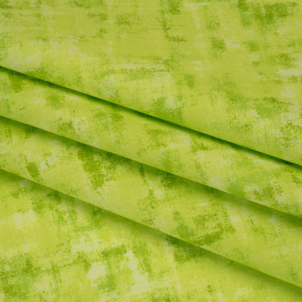 Printed Quilting Cotton by Patrick Lose for Northcott - Lime Twist Jazzy Painted Texture - Tonal Trios Collection - Folded