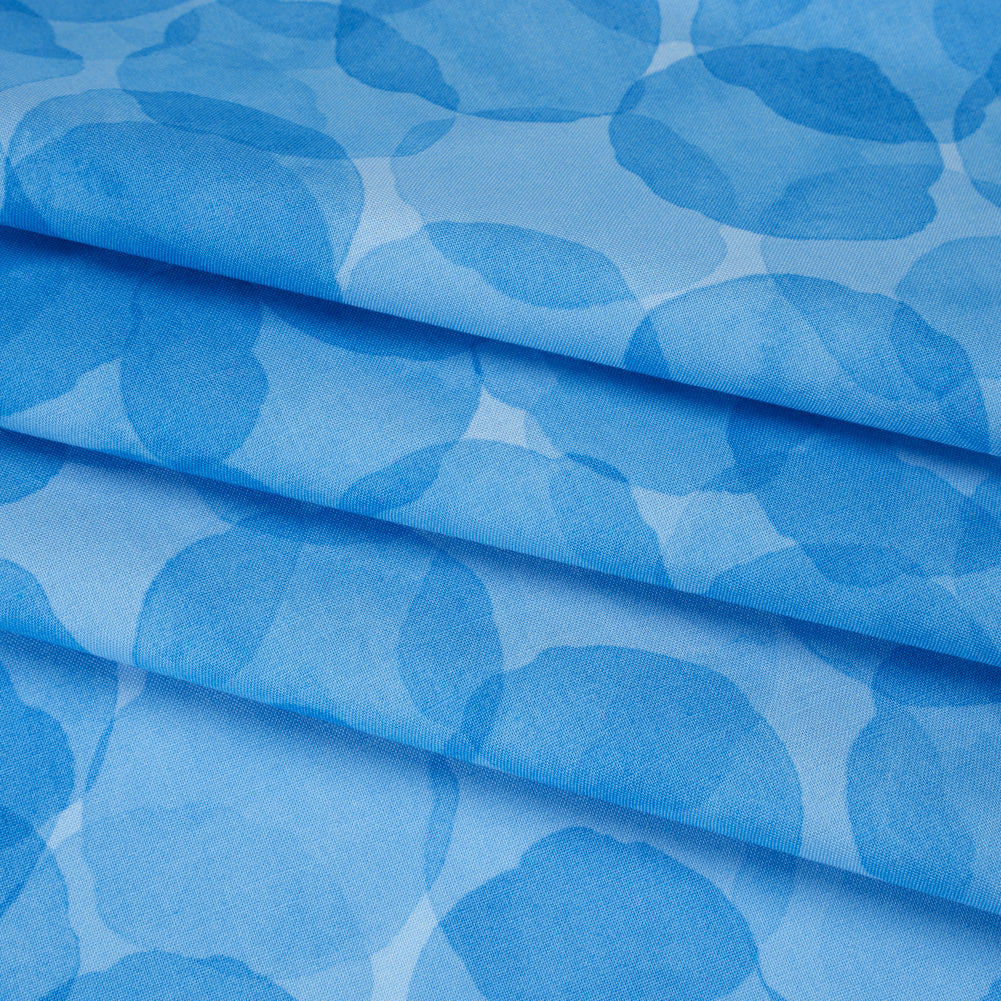 Printed Quilting Cotton by Patrick Lose for Northcott - Blue Curac?ao Juicy Watercolor Circles - Tonal Trios Collection Folded