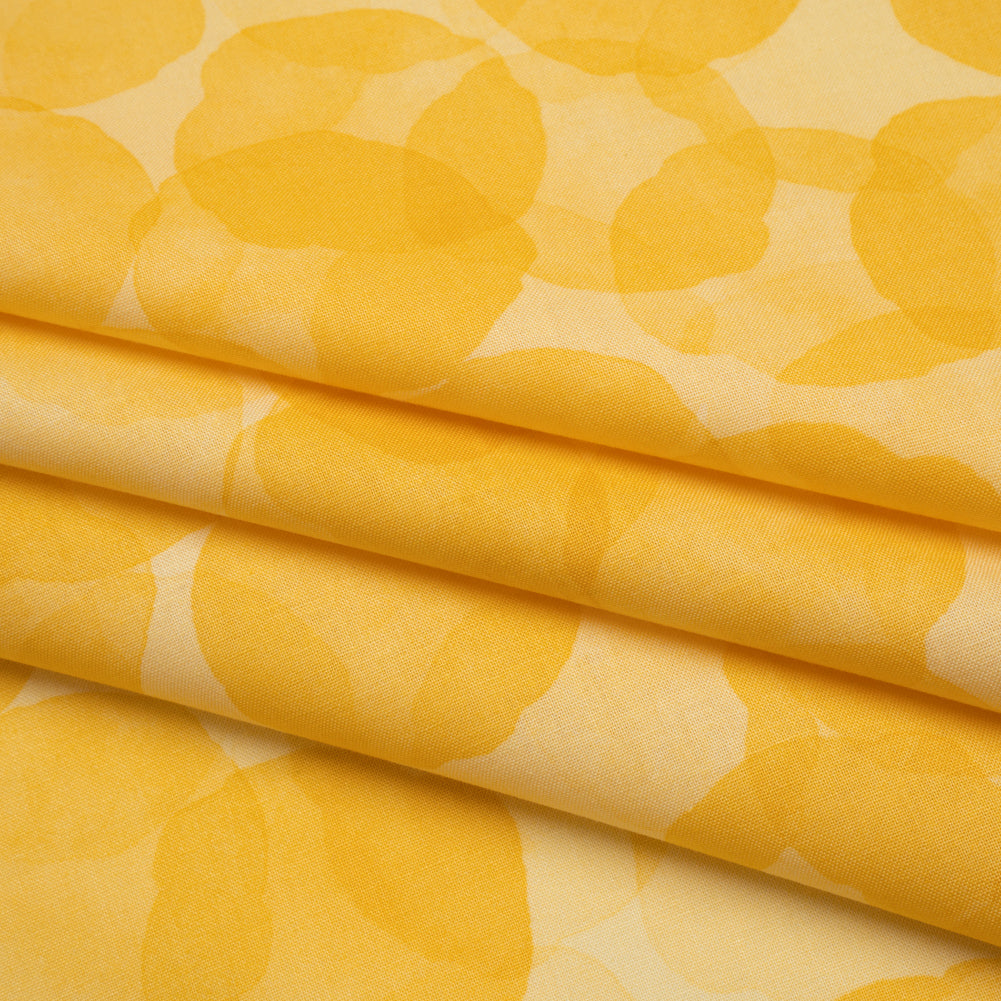 Printed Quilting Cotton by Patrick Lose for Northcott - Lemon Drop Juicy Watercolor Circles - Tonal Trios Collection - Folded