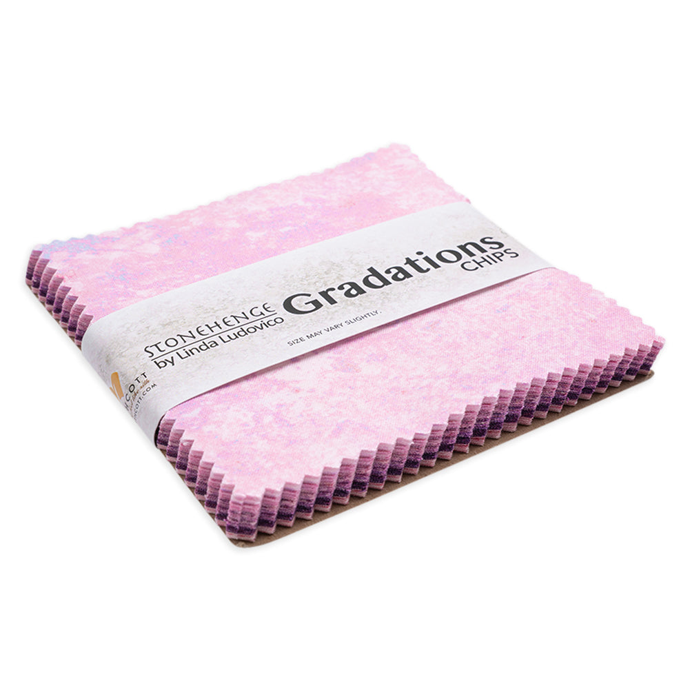 Stonehenge Quilting Cotton Chips 5" Square Precuts - Muse - Gradations II Collection Folded