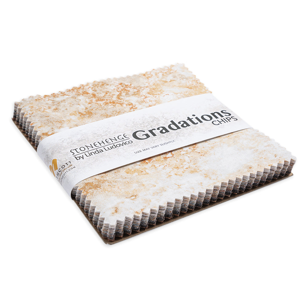 Stonehenge Quilting Cotton Chips 5" Square Precuts - Iron Ore - Gradations II Collection Folded
