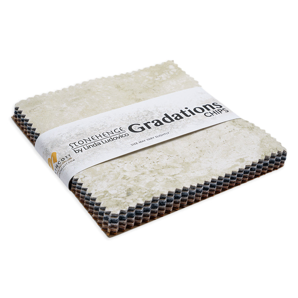 Stonehenge Quilting Cotton Chips 5" Square Precuts - Mineral - Gradations II Collection - Folded