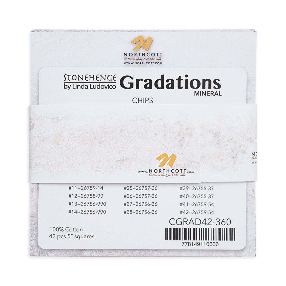 Stonehenge Quilting Cotton Chips 5" Square Precuts - Mineral - Gradations II Collection - Detail