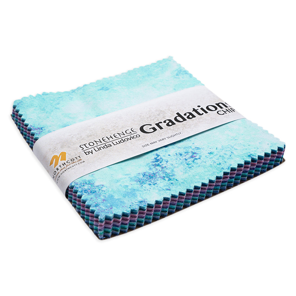Stonehenge Quilting Cotton Chips 5" Square Precuts - Crystal - Gradations II Collection Folded