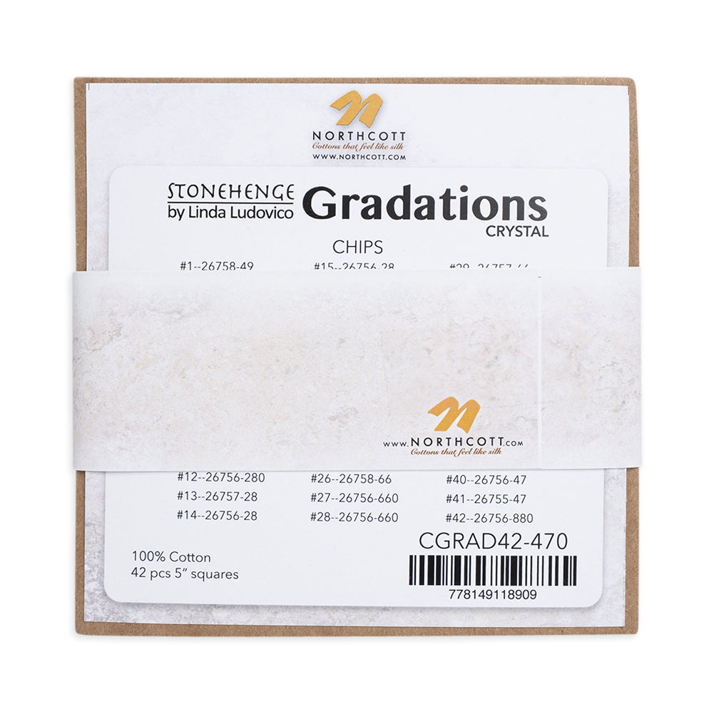 Stonehenge Quilting Cotton Chips 5" Square Precuts - Crystal - Gradations II Collection Detail