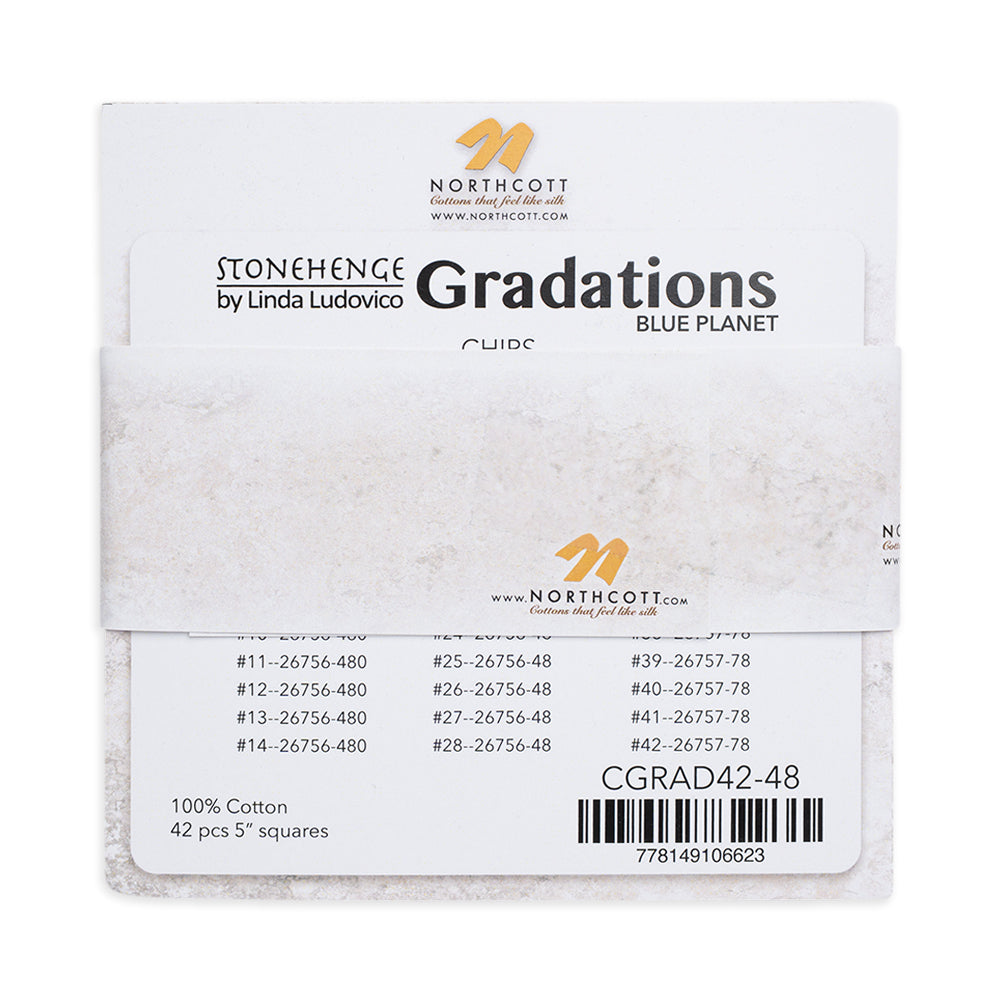 Stonehenge Quilting Cotton Chips 5" Square Precuts - Blue Planet - Gradations II Collection Detail