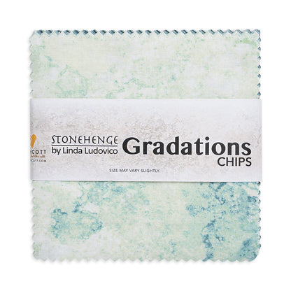 Stonehenge Quilting Cotton Chips 5" Square Precuts - Blue Planet - Gradations II Collection
