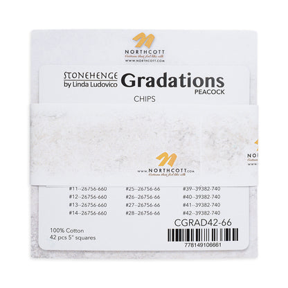 Stonehenge Quilting Cotton Chips 5" Square Precuts - Peacock - Gradations II Collection