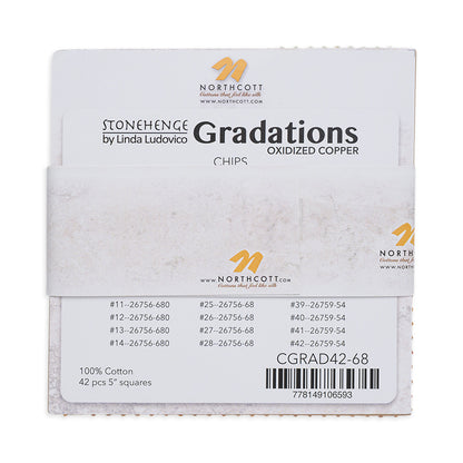 Stonehenge Quilting Cotton Chips 5" Square Precuts - Oxidized Copper - Gradations II Collection