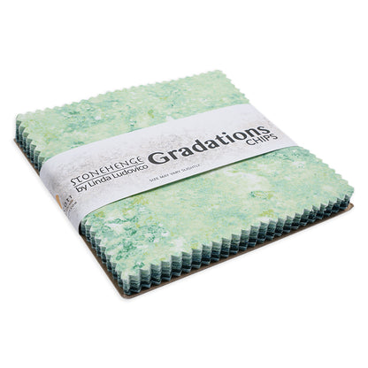 Stonehenge Quilting Cotton Chips 5" Square Precuts - Pine Ridge - Gradations II Collection Folded