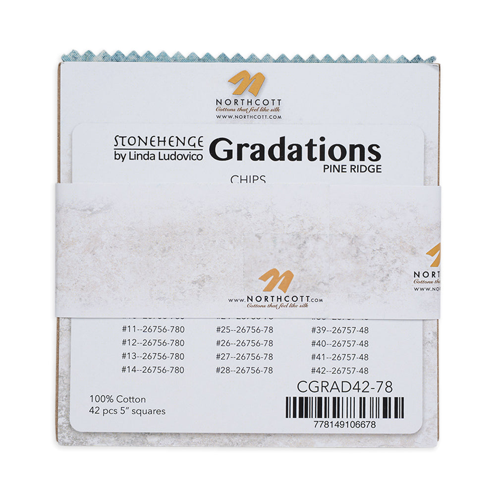 Stonehenge Quilting Cotton Chips 5" Square Precuts - Pine Ridge - Gradations II Collection Detail