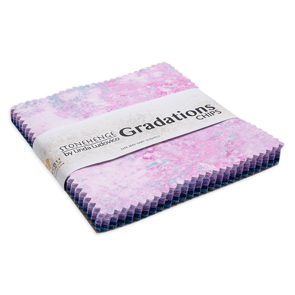 Stonehenge Quilting Cotton Chips 5" Square Precuts - Mystic - Gradations II Collection - Folded